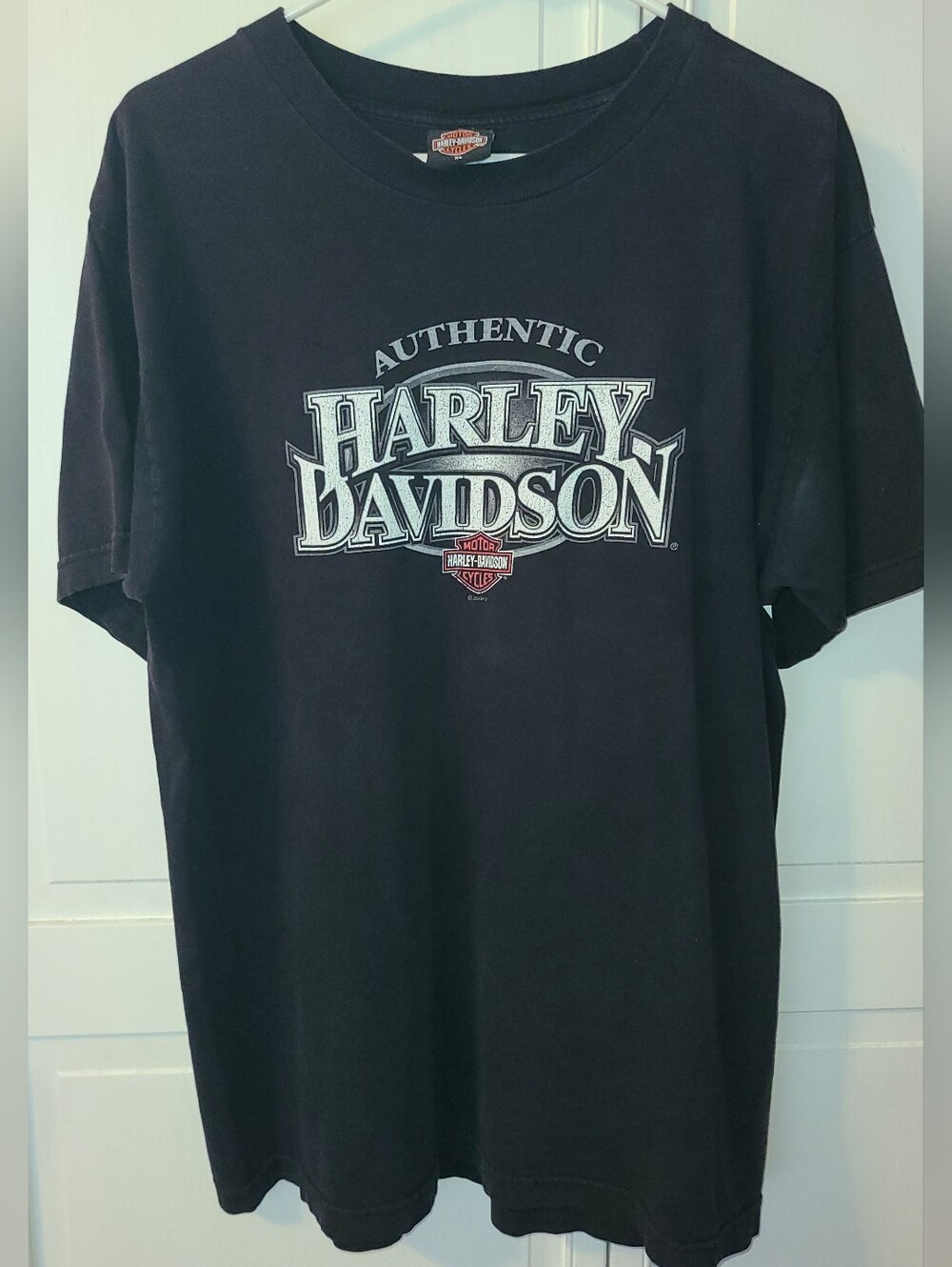 Harley-Davidson Black Tee with White Logo and Red Accent